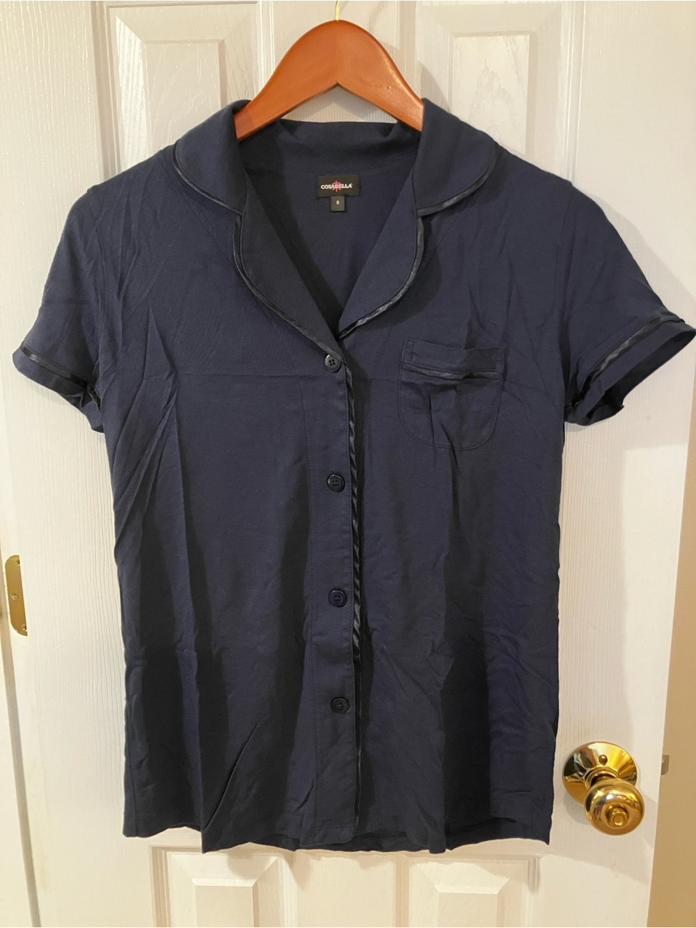 Cosabella Bella Short Sleeve Pajama Top Navy/Navy Small